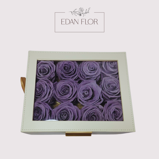 Velvet Box with 12 eternal roses